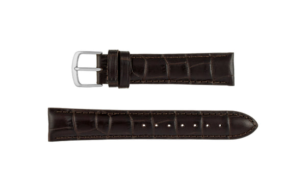 Hadley-Roma Men's Espresso Brown Alligator Grain Italian Leather Watch Strap