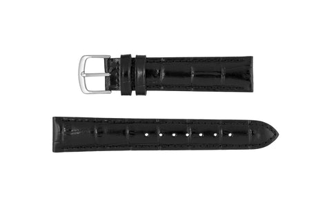 Hadley-Roma Men's LONG Black Alligator Grain Leather Watch Strap
