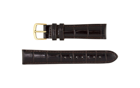 Hadley-Roma Men's Espresso Brown Alligator Grain Leather Watch Strap