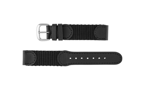 Hadley-Roma Men's Black Swiss Army® Style Nylon & Leather Watch Strap