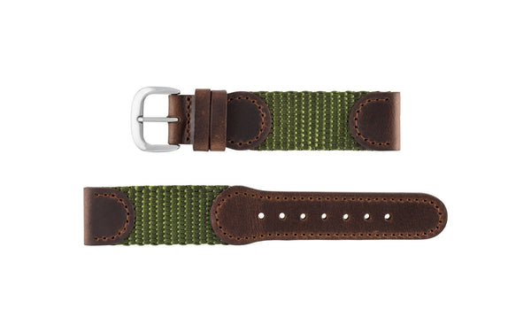 Hadley-Roma Men's Brown/Olive Swiss Army® Style Nylon & Leather Watch Strap