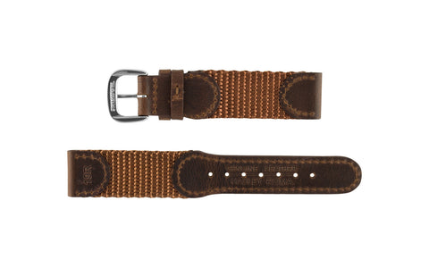 Hadley-Roma Men's Brown Swiss Army® Style Nylon & Leather Watch Strap