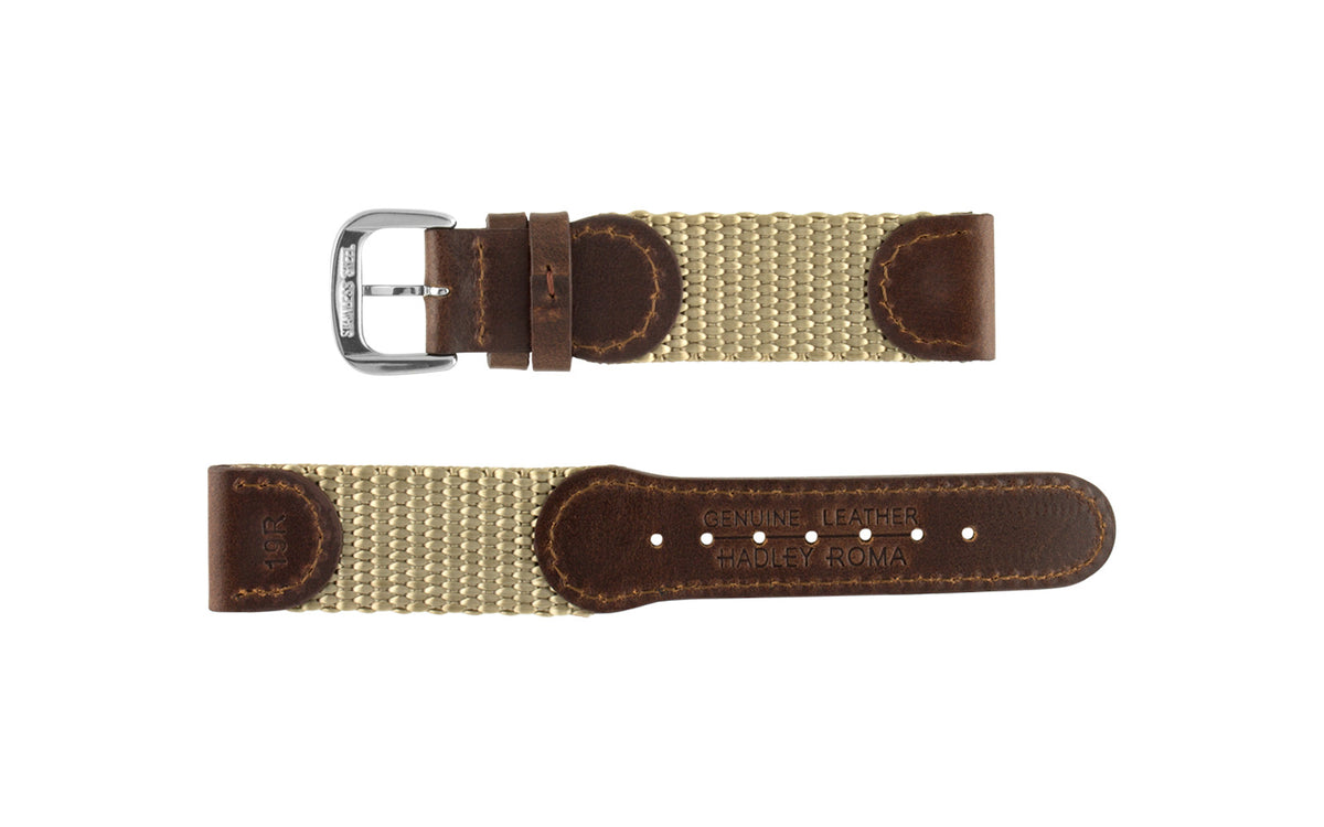 Hadley-Roma Men&#39;s Brown/Sand Swiss Army® Style Nylon &amp; Leather Watch Strap