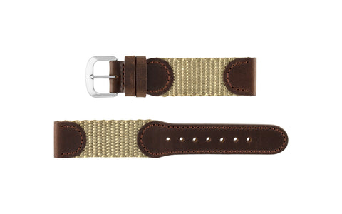 Hadley-Roma Men's Brown/Sand Swiss Army® Style Nylon & Leather Watch Strap