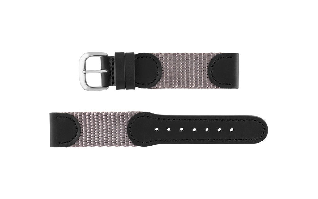 Hadley-Roma Men's Black/Gray Swiss Army® Style Nylon & Leather Watch Strap