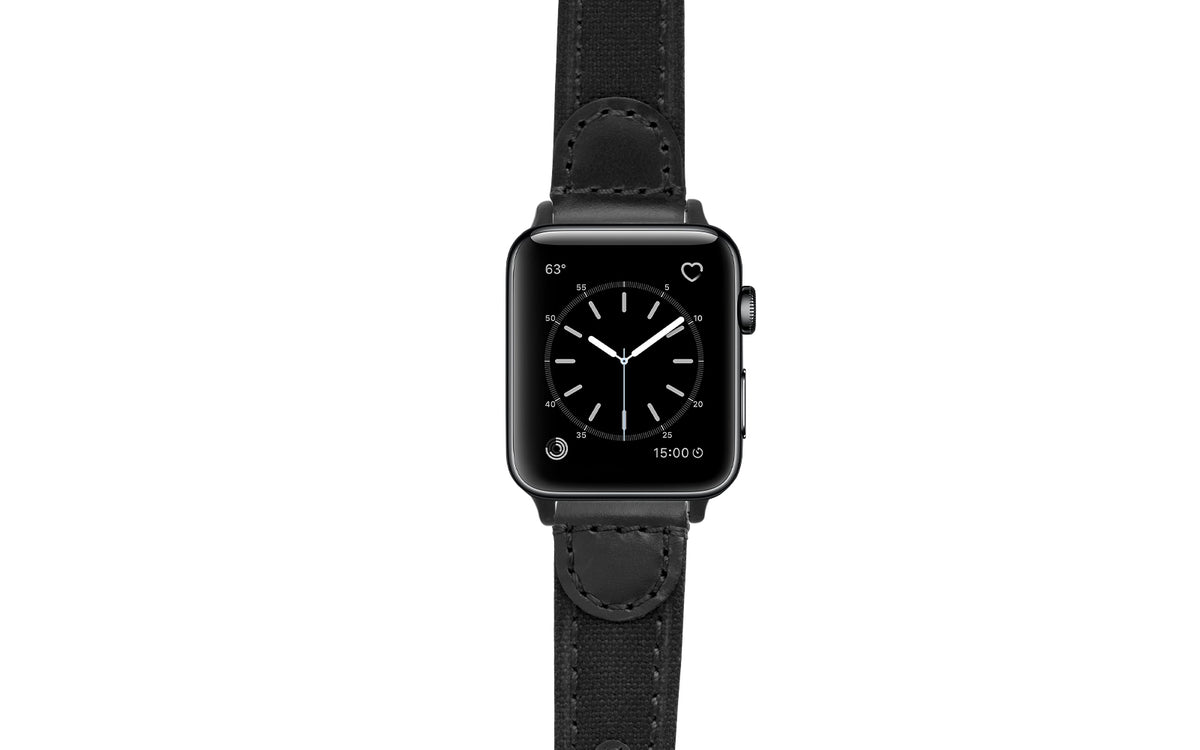 Apple Watch Strap - Black Canvas &amp; Leather