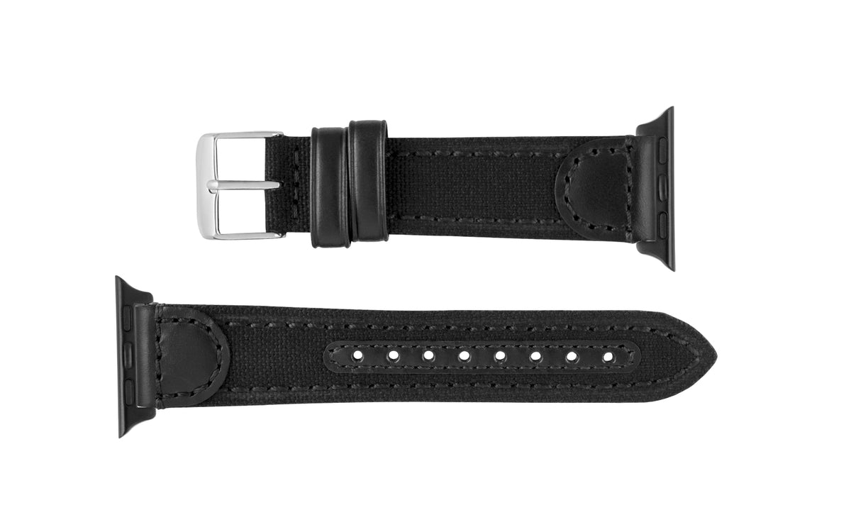 Apple Watch Strap - Black Canvas &amp; Leather