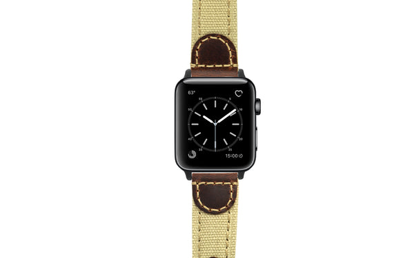 Apple Watch 38/40/41mm Strap - Khaki Canvas & Leather