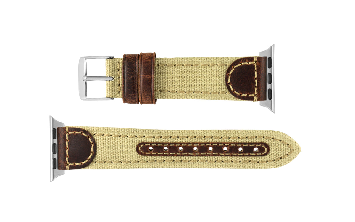 Apple Watch Strap - Khaki Canvas &amp; Leather