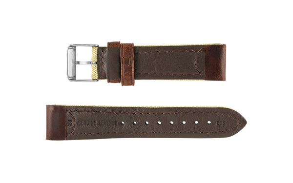 Hadley-Roma Men's Khaki Canvas & Leather Watch Strap