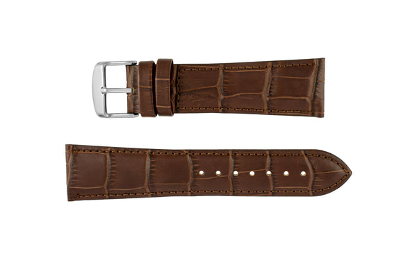 Hadley Men's LONG Brown Alligator Grain Genuine Leather Watch Strap
