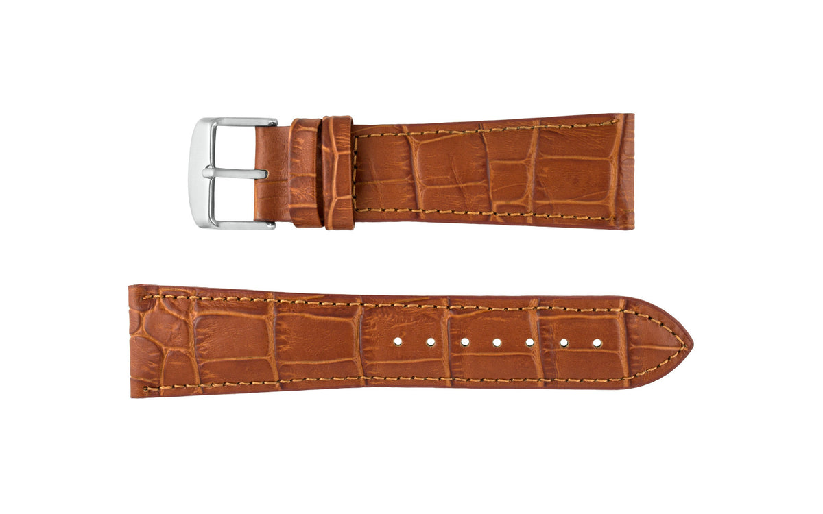 Hadley Men&#39;s Tan Alligator Grain Genuine Leather Watch Strap
