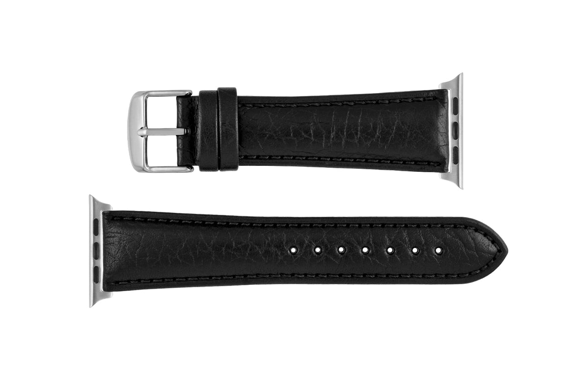 Apple Watch Strap - Black Shrunken Grain Leather