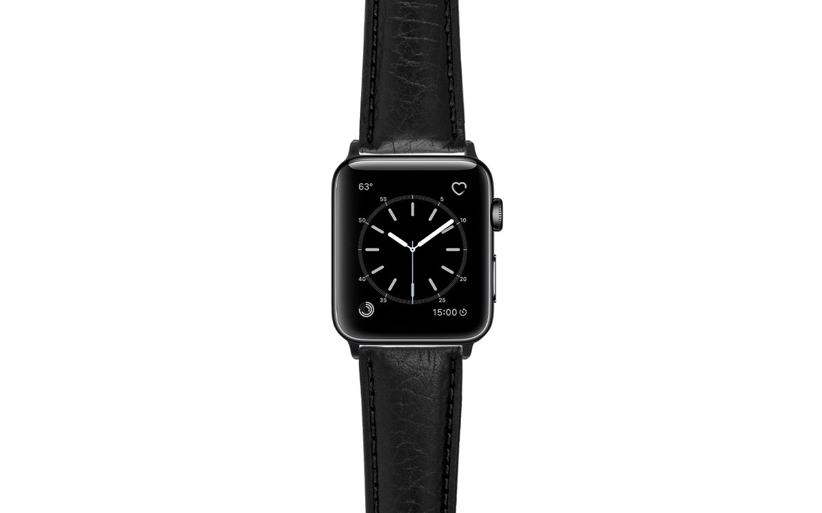 Apple Watch Strap - Black Shrunken Grain Leather