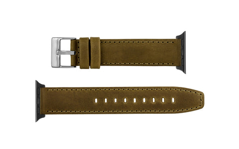 Apple Watch 42mm & 44mm Strap - Olive Crazy Horse Saddle Leather Watch Strap