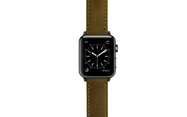 Apple Watch 42mm & 44mm Strap - Olive Crazy Horse Saddle Leather Watch Strap