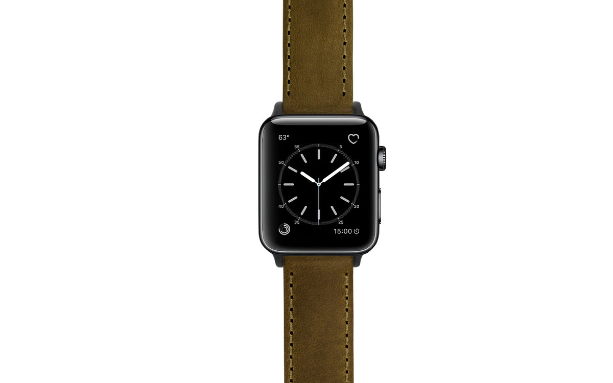 Apple Watch Strap - Olive Crazy Horse Saddle Leather