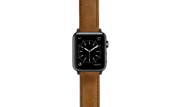 Apple Watch 42/44/45mm Strap - Tan Crazy Horse Saddle Leather