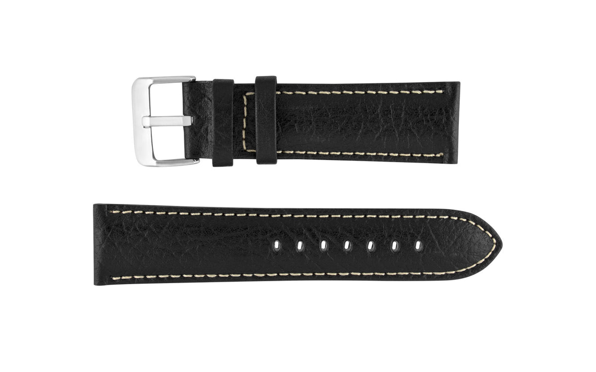 Hadley-Roma Men&#39;s Black Genuine Leather Watch band MS906