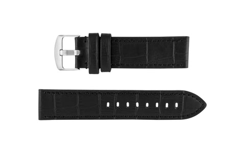 Hadley-Roma Men's Black Alligator Grain Embossed Wide Leather Watch Strap