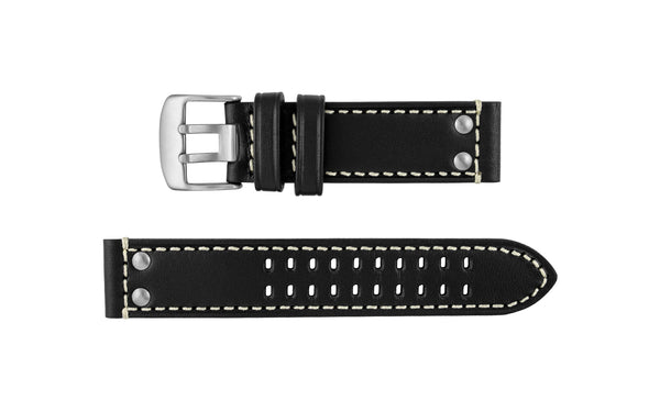 Hadley-Roma Men's Black Genuine Leather Luminox® Style Watch Strap