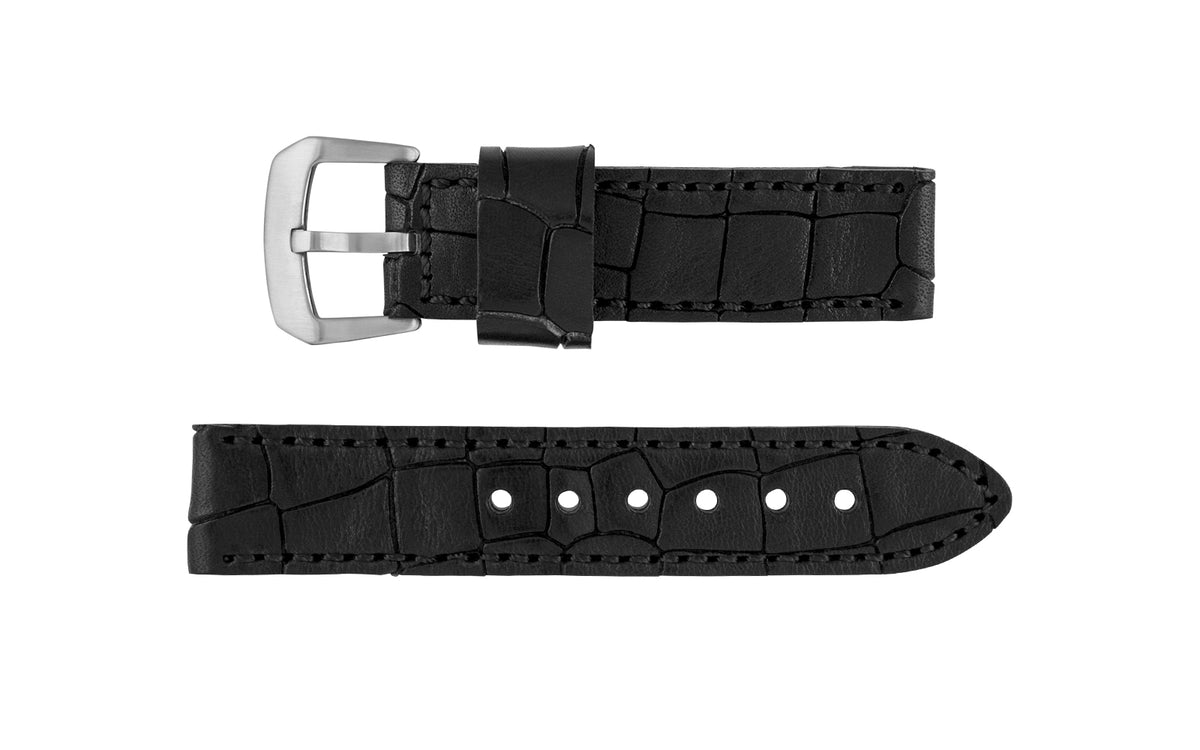 Hadley-Roma Men&#39;s Black Oil-Tanned Heavy Genuine Leather Watch Strap