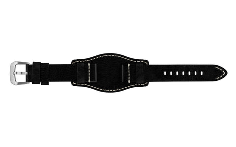 AWB Men's Black Genuine Leather Bund Watch Strap