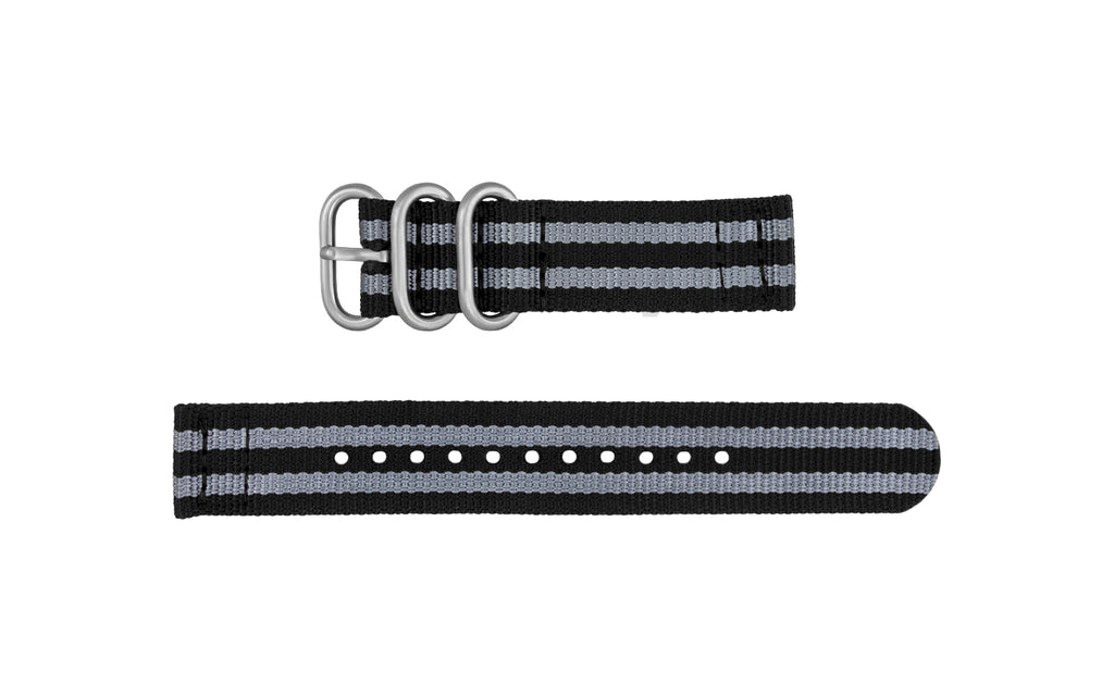 AWB Black/Gray Stripe Two-Piece Ballistic Nylon Watch Strap