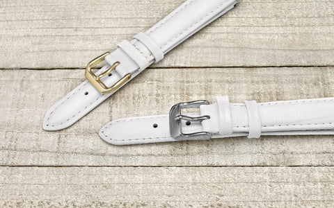 DB Straps Women's LONG White Smooth Padded Leather Watch Strap