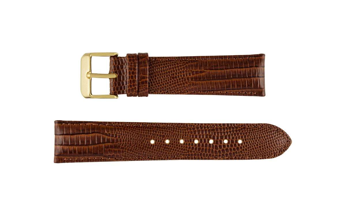 DB Straps Men&#39;s Havana Brown Teju Lizard Grain Leather Watch Strap