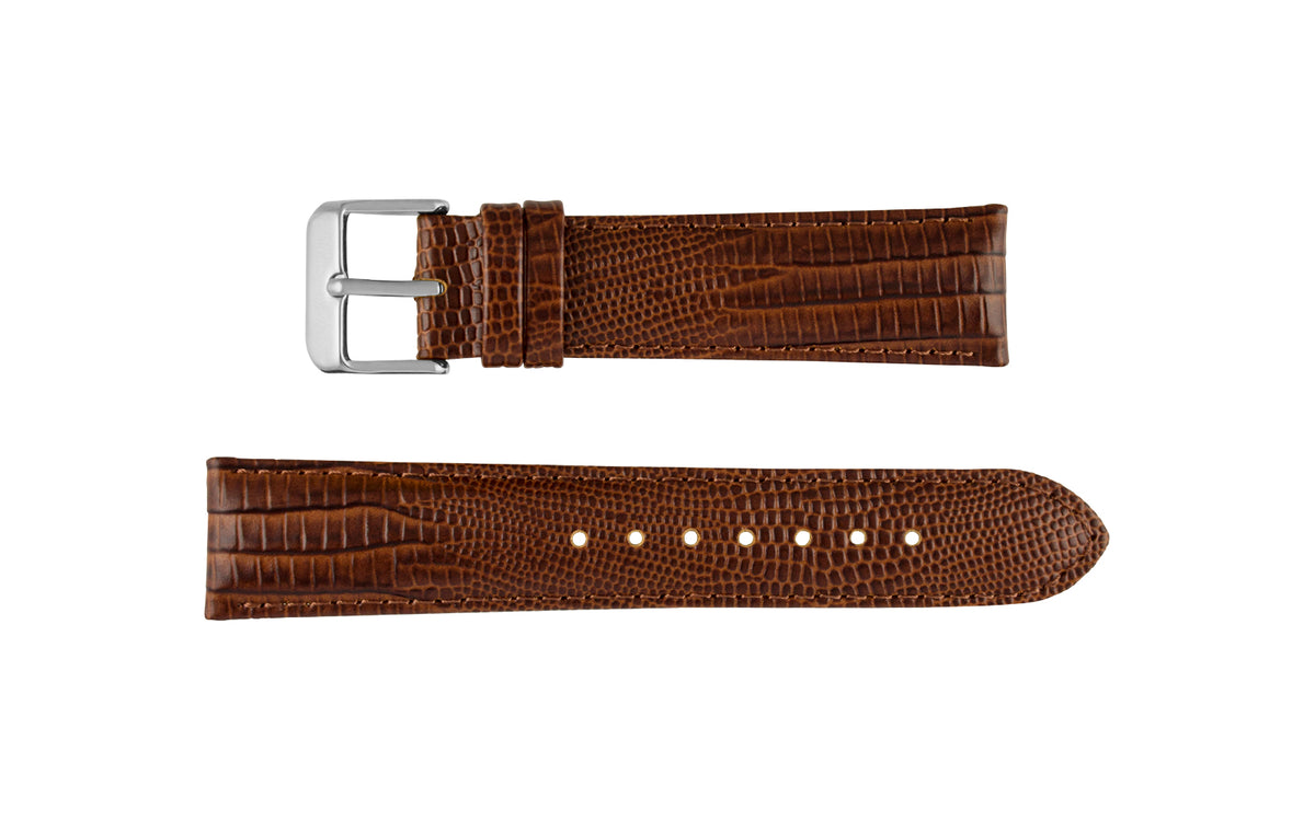 DB Straps Women&#39;s LONG Havana Brown Teju Lizard Grain Leather Watch Strap