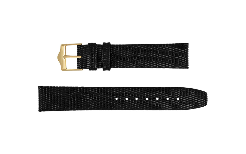 DB Straps Men's Black Movado® Style Lizard Grain Leather Watch Strap