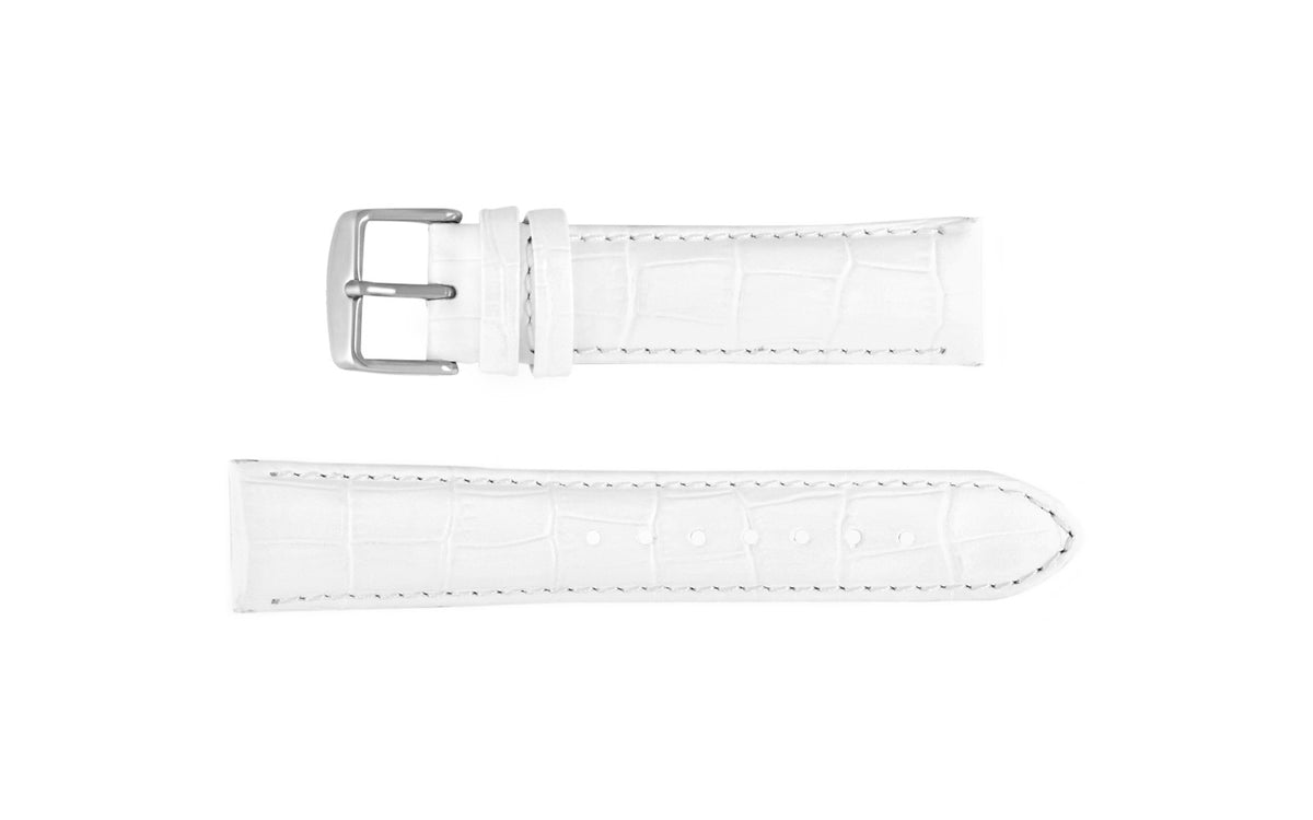 DB Straps Women's LONG White Crocodile Grain Leather Watch Strap