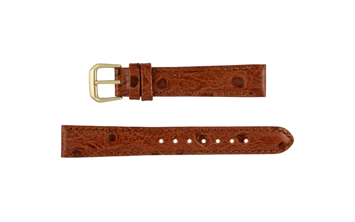 DB Straps Women&#39;s Havana Brown Ostrich Grain Leather Watch Strap