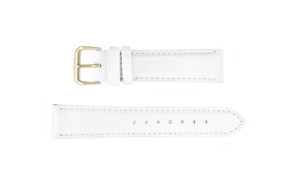 DB Straps LONG Women's White Smooth Padded Leather Watch band QGDB08123WL