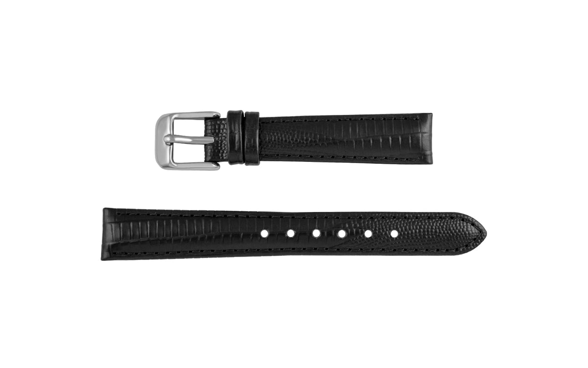 DB Straps Women&#39;s Black Teju Lizard Grain Leather Watch Strap