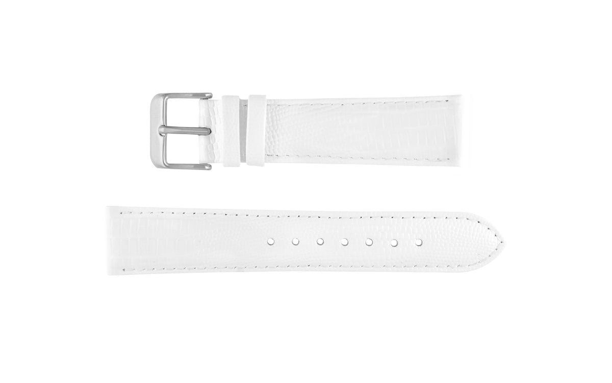 DB Straps Women&#39;s LONG White Teju Lizard Grain Leather Watch Strap
