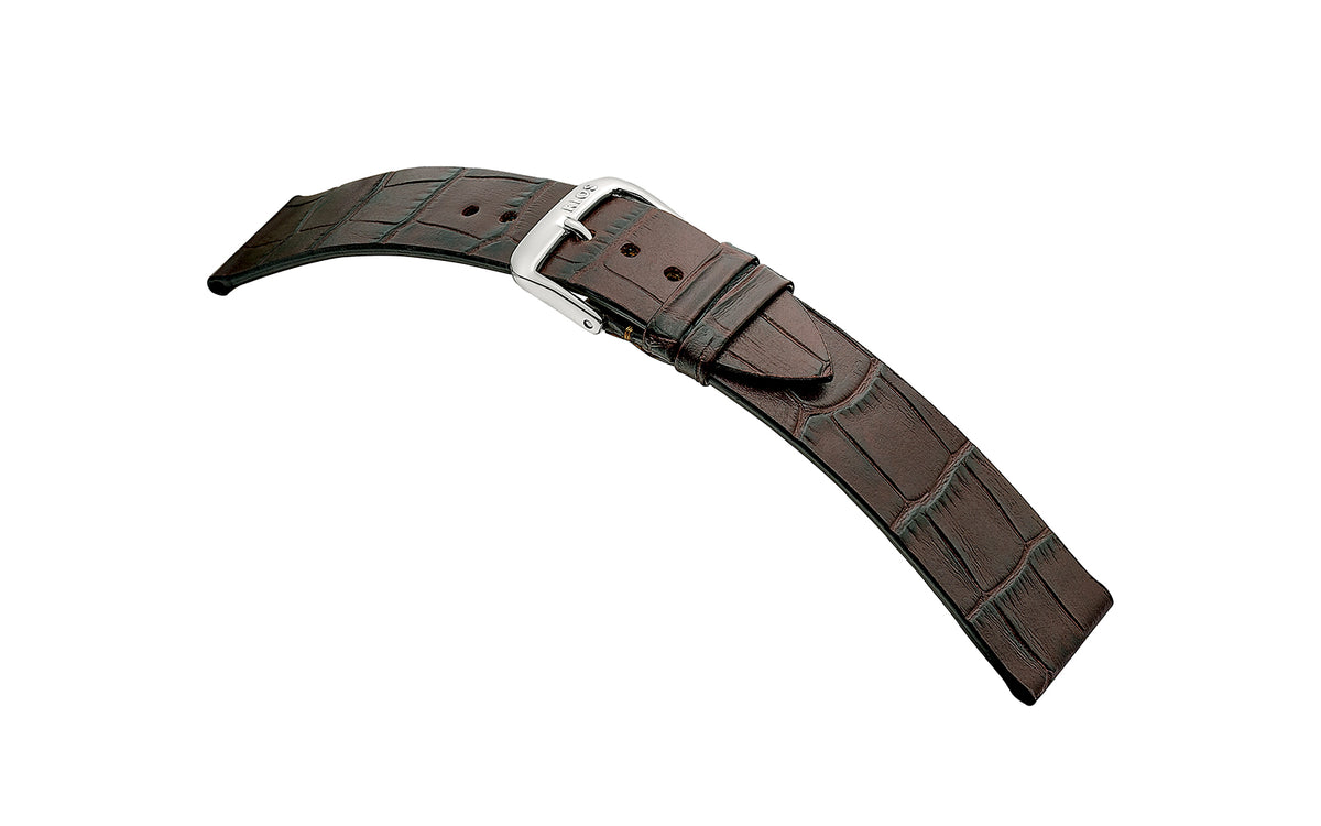 RIOS1931 Miami - Men&#39;s Mocha Embossed Alligator Grain Leather Watch Strap